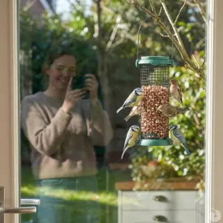 Mangeoire oiseaux métal Ø9x20cm distributeur graines jardin