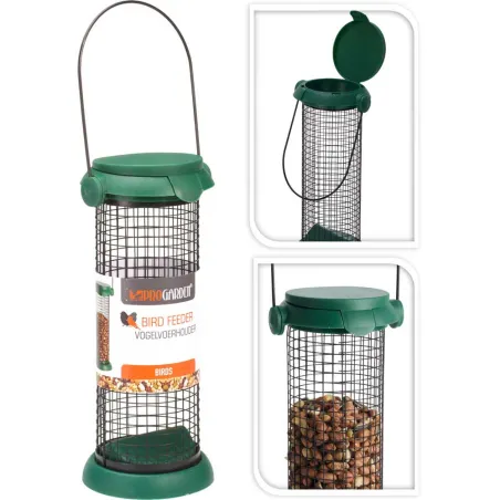 Mangeoire oiseaux métal Ø9x20cm distributeur graines jardin