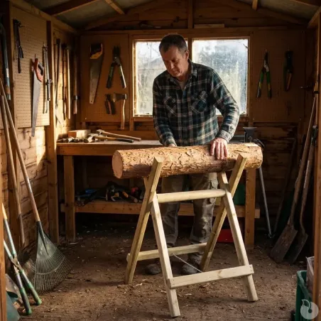 Chevalet en bois naturel pour sciage