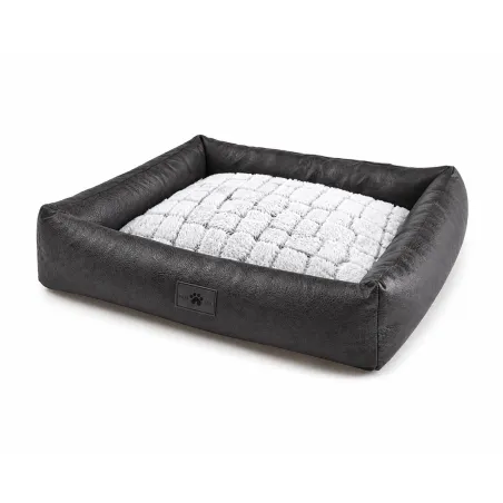 Coussin Sofa Fourrure Effet Crocodile Noir et Blanc - 63x48 cm Déhoussable
