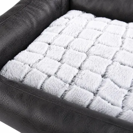 Coussin Sofa Fourrure Effet Crocodile Noir et Blanc - 63x48 cm Déhoussable