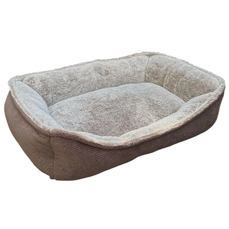 Coussin rectangulaire antidérapant 70x55cm - Marron et beige