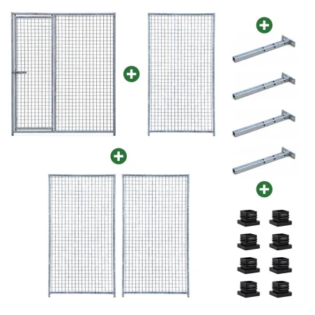 Kit chenil maille carrée avec panneaux 1,50 m et 2 m