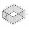 Kit chenil maille carrée avec panneaux 1,50 m et 2 m