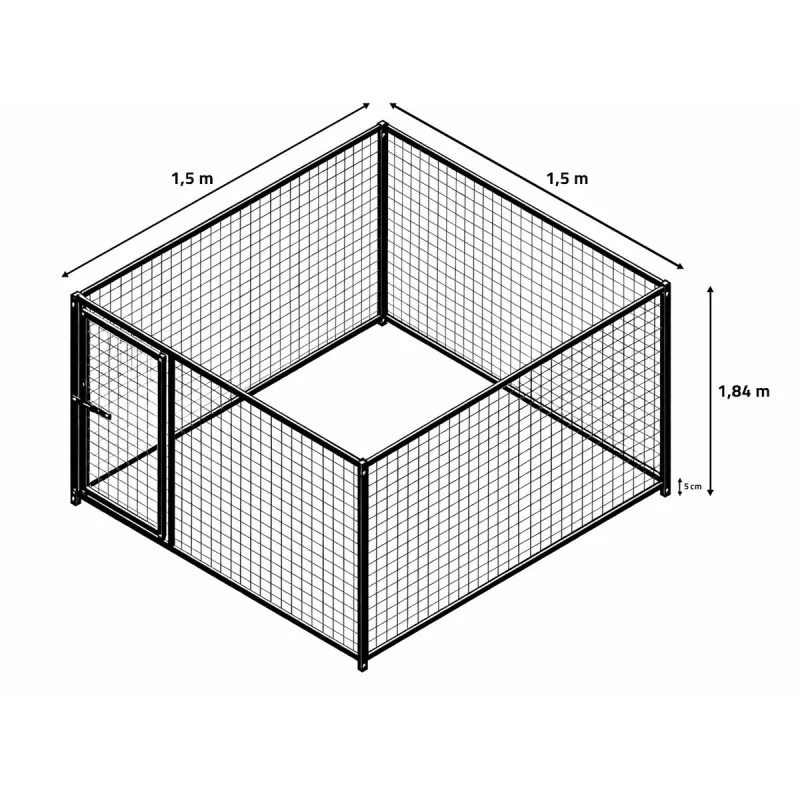 Kit chenil maille carrée carré 1,50 x 1,50 m