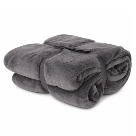 Couverture polaire coral gris 180x230 cm | Douce et chaude