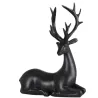 Renne couché noir 20cm - 16x6,5x20,5cm - Décoration Noël