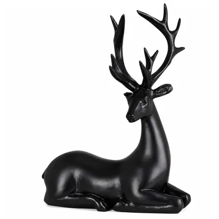 Renne couché noir 20cm - 16x6,5x20,5cm - Décoration Noël