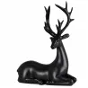 Renne couché noir 20cm - 16x6,5x20,5cm - Décoration Noël
