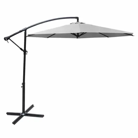 Parasol déporté Azur 3m gris - Protection solaire robuste et élégante