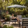 Parasol déporté Azur 3m gris - Protection solaire robuste et élégante