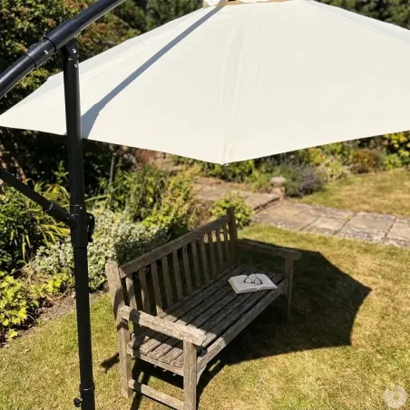 Parasol déporté Azur 3m - Toile polyester naturel résistante