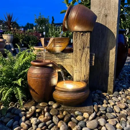 Fontaine décorative bois LED 22×19×29 cm – Jardin zen
