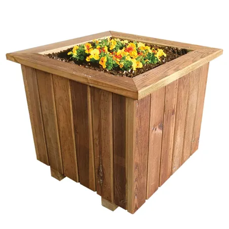 Bac à fleurs carré en bois géotextile 40 X 40 X 40 cm Bois autoclave