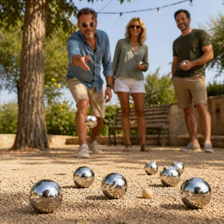 Jeu de pétanque 6 boules acier – Set complet avec but et sac