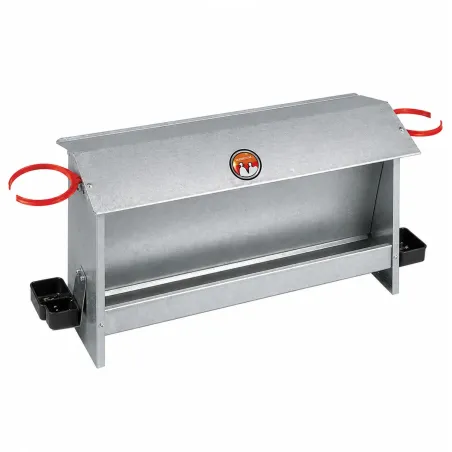 Mangeoire volailles 10kg avec 2 portes bouteilles - Tôle galvanisée - NOVITAL
