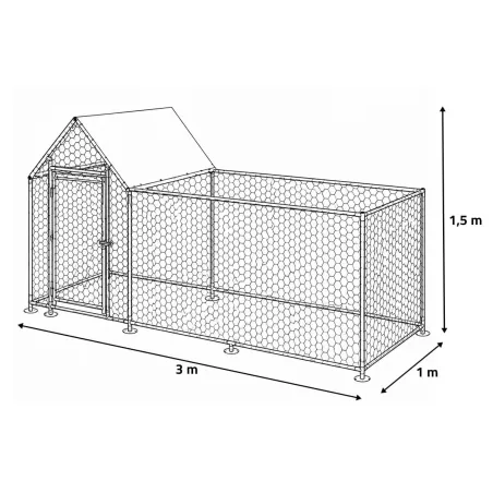 Enclos à volailles 3x1x1,5 m avec bâche | Robuste et pratique
