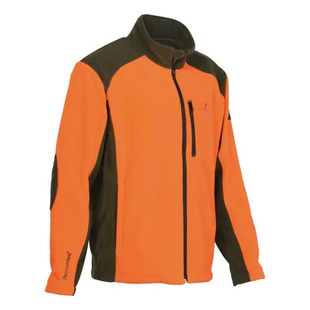 Blouson Percussion polaire kaki et orange brodé, 350 g/m²