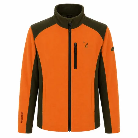 Blouson Polaire Brodé polyester kaki orange taille M à 4XL