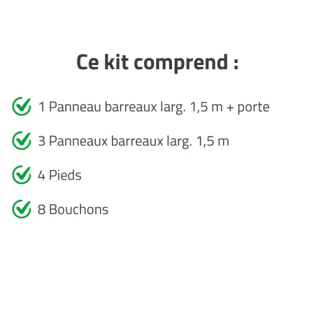 315.4750. Kit chenil barreaux carré 1,50 x 1,50 m