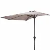 Parasol de terrasse demi-rond taupe Ø 2,70 m avec manivelle - Toile polyester 160 g/m²