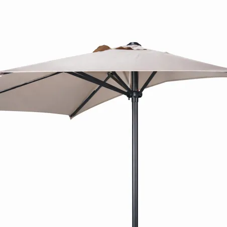 Parasol de terrasse demi-rond taupe Ø 2,70 m avec manivelle - Toile polyester 160 g/m²