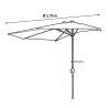 Parasol de terrasse demi-rond taupe Ø 2,70 m avec manivelle - Toile polyester 160 g/m²