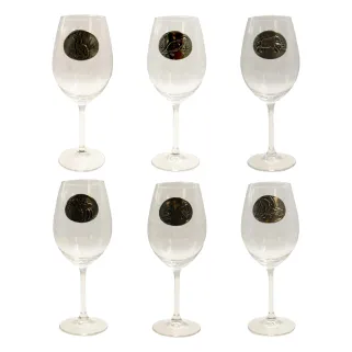 Verres à vin 360 ml décor étain relief de gibiers 6 pièces