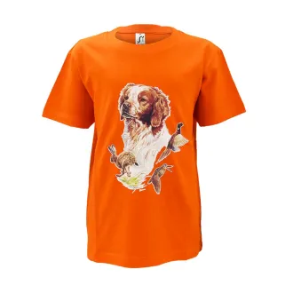 T-shirt enfant épagneul coton doux orange 6 à 12 ans