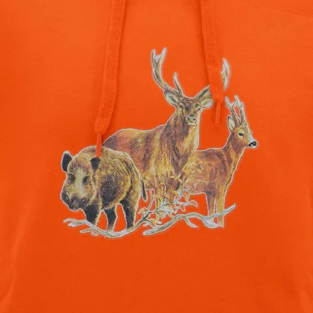 Sweat à capuche orange grands animaux Bartavel®