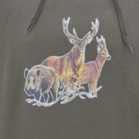 Sweat à capuche kaki grands animaux Bartavel®