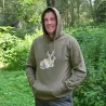 Sweat à capuche kaki grands animaux Bartavel®