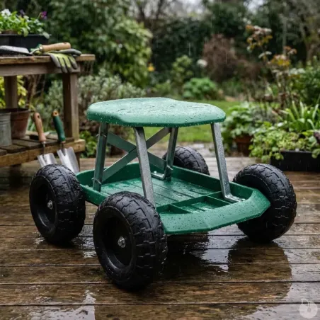 Tabouret de jardin à roulettes 49,5x43x30,5cm - Charge max 200kg