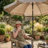 Parasol de jardin inclinable Ø 2 m taupe - Toile polyester 180 g/m² - Protection UPF 30+