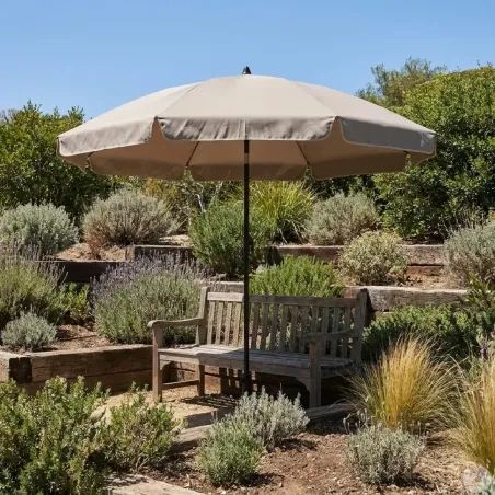 Parasol de jardin inclinable Ø 2 m taupe - Toile polyester 180 g/m² - Protection UPF 30+
