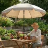 Parasol de jardin inclinable Ø 2 m taupe - Toile polyester 180 g/m² - Protection UPF 30+