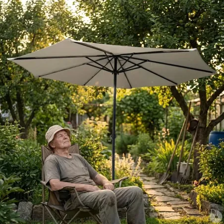 Parasol Rond Ø 2,70 m marron – Élégance et protection solaire pour vos espaces extérieurs.