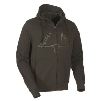 Sweat capuche Ultra full zip coton sérigraphié vert kaki S à 2XL