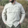 Chemise Authentic multipoches boutons coton beige S à 3XL