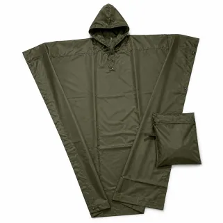 Poncho imperméable polyester enduit kaki taille unique