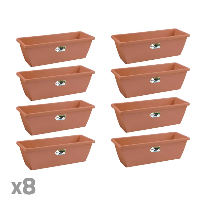 Lot de 8 Balconnières Elho® 70x16cm en terre cuite
