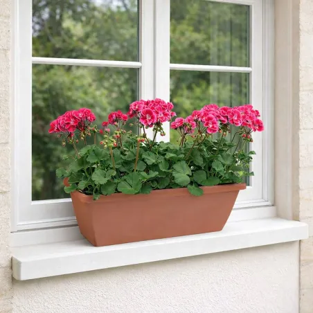 Lot de 4 Balconnières Elho® 50x16cm en plastique effet terre cuite