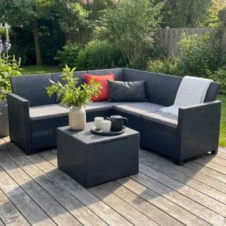 Ensemble mobilier de jardin Keter Claire 1 canapé + 1 table basse gris