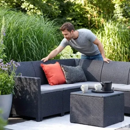 Ensemble mobilier de jardin Keter Claire 1 canapé + 1 table basse gris