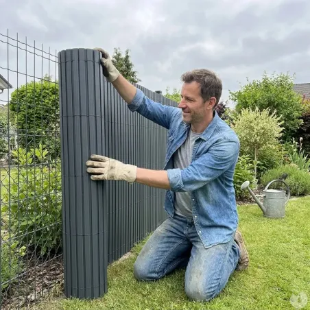 Canisse PVC occultant gris 1,5x3m - Simple face avec kit de fixation
