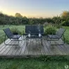 Ensemble Relax Salon de Jardin 4 Pièces en Acier et Textilène