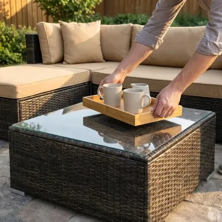 Ensemble Modulo - Canapé d'angle extérieur modulable avec table basse