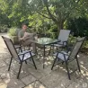 Ensemble Apéro 5 Pièces - Table + 4 Chaises Pliables en Acier et Textilène