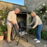 Ensemble Apéro 5 Pièces - Table + 4 Chaises Pliables en Acier et Textilène