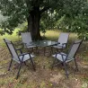 Ensemble Apéro 5 Pièces - Table + 4 Chaises Pliables en Acier et Textilène